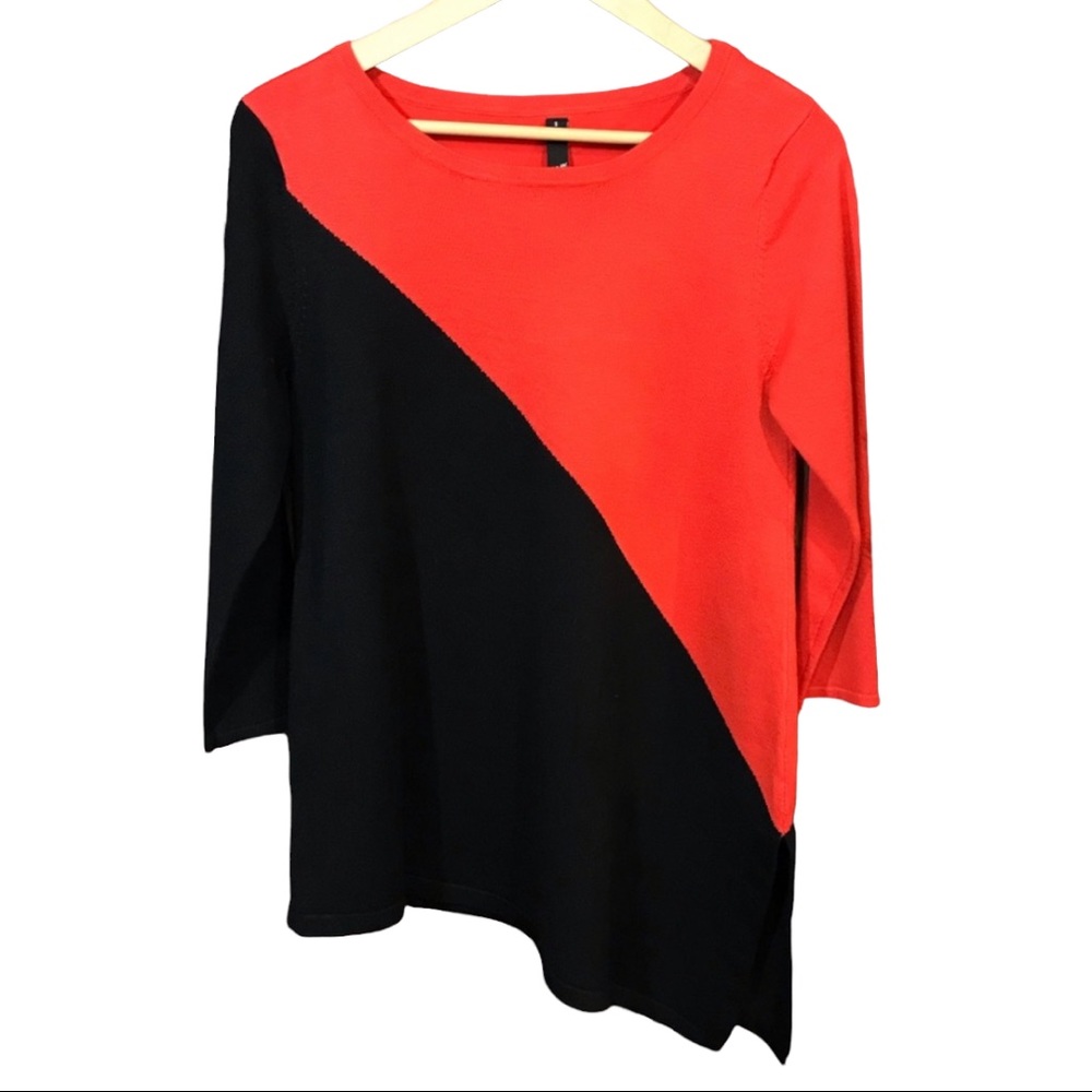 GNW angled long sleeve knit top
